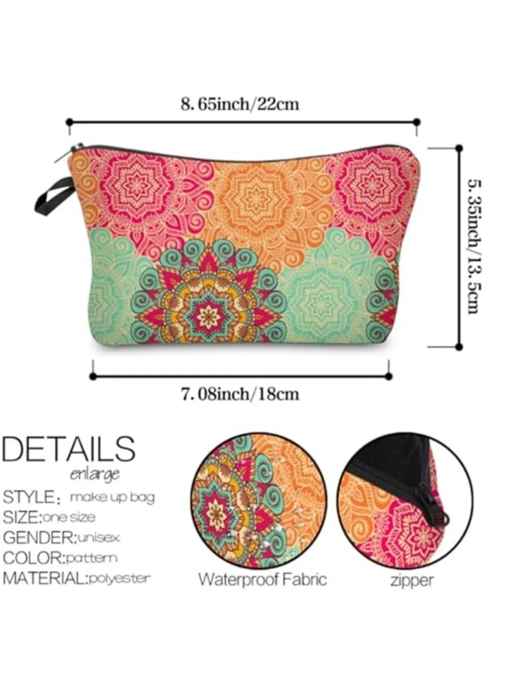 Makeup Bag, 3pcs/set Super Funny 3D Printing Women Cosmetic Bag